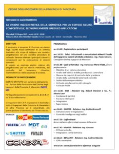 Seminario “LA VISIONE INGEGNERISTICA DELLA DOMOTICA PER UN EDIFICIO SICURO, CONFORTEVOLE, ECONOMICAMENTE GREEN ED APPLICAZIONI” 25/06/2025