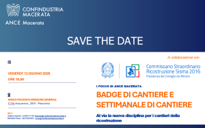 ANCE MACERATA: Focus “BADGE DI CANTIERE E SETTIMANALE DI CANTIERE” -12 GIUGNO 2026 ORE 10.00